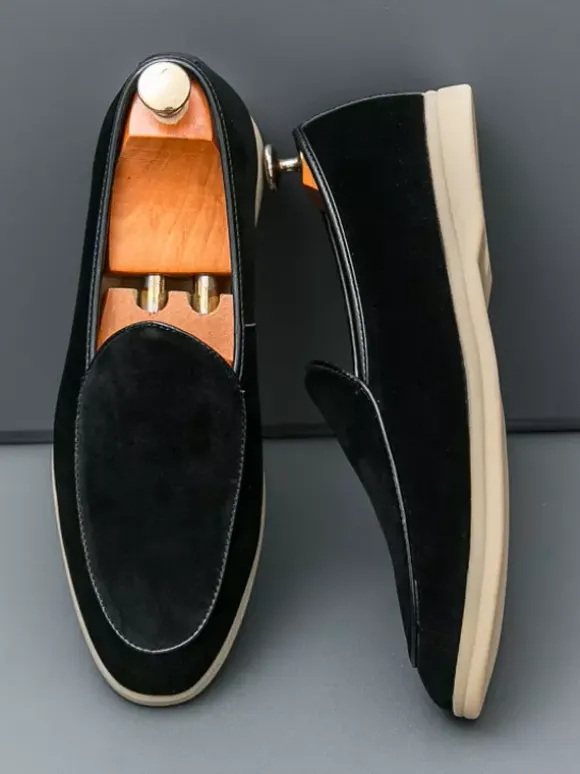 Mens Loafers Slip-Ons Pointed Toe Suede Moccasins Shoes Low Heels Casual Penny Shoes