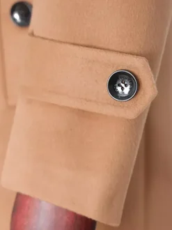 Men's Longline Coats Woolen Notched Lapel Collar Camel Slim Fit Overcoats