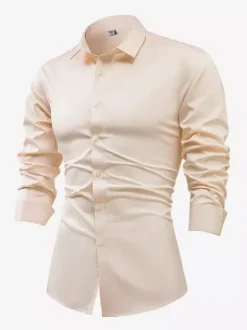 Men's Long-Sleeved Shirt Crystal Button Business Casual Slim Top
