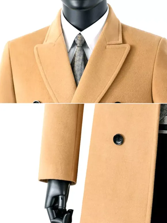 Men's Long Suit Coats Turn Down Collar Slim Fit Long Sleeve Single Breasted Overcoats