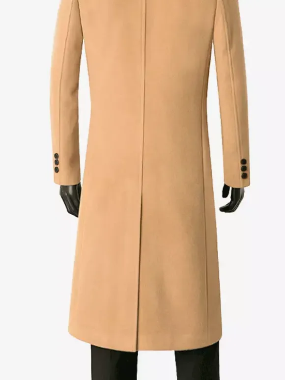 Men's Long Suit Coats Turn Down Collar Slim Fit Long Sleeve Single Breasted Overcoats