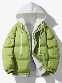 Men's Loose Cotton Jacket Couple Solid Color Hooded Thickened Cotton Jacket Cotton Coat