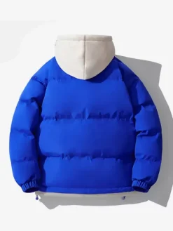 Men's Loose Cotton Jacket Couple Solid Color Hooded Thickened Cotton Jacket Cotton Coat