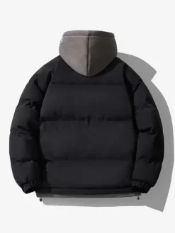 Men's Loose Cotton Jacket Couple Solid Color Hooded Thickened Cotton Jacket Cotton Coat