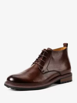 Men's Martin Work Boots Cowhide Chic Coffee Brown Ankle Boots