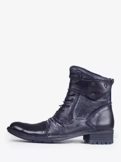 Men's Martin Work Boots Cowhide Classic Black Short Lace Up Ankle Boots