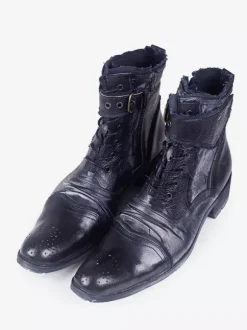 Men's Martin Work Boots Cowhide Classic Black Short Lace Up Ankle Boots