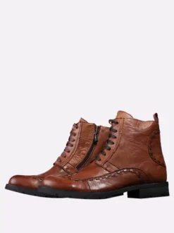 Men's Martin Work Motorcycle Deep Brown Cowhide Round Toe Combat Boot