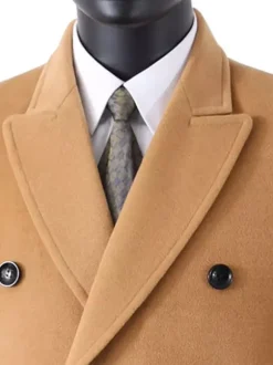 Men's Maxi Coats Double Breasted Chic Black Slim Fit Jackets