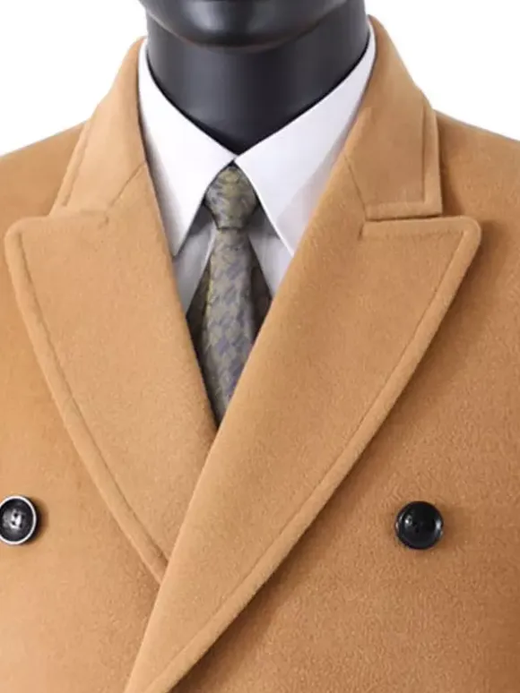 Men's Maxi Coats Double Breasted Chic Black Slim Fit Jackets