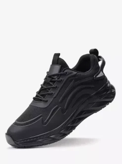 Mens Mesh Sneakers Lightweight Low Top Running Shoes Non Slip Thick Sole Walking Shoes