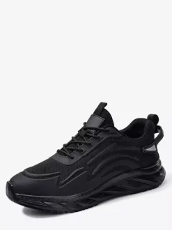Mens Mesh Sneakers Lightweight Low Top Running Shoes Non Slip Thick Sole Walking Shoes