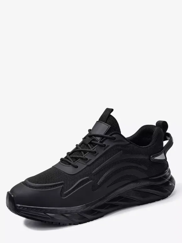 Mens Mesh Sneakers Lightweight Low Top Running Shoes Non Slip Thick Sole Walking Shoes