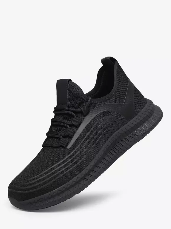 Mens Mesh Sneakers Round Toe Platform Slip-on Running Shoes Lightweight Breathable High Range Sneaker