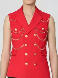 Men's Metal Chain Decorated Suit Vest Punk Rock Performance Stage Jacket