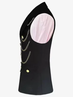 Men's Metal Chain Decorated Suit Vest Punk Rock Performance Stage Jacket