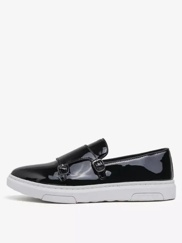 Mens Monk Loafer Double Strap Slip On Patent Leather Casual Comfortable Shoes Flat Dress Walking Shoes Comfort Penny Loafers Sneakers Dress Shoes