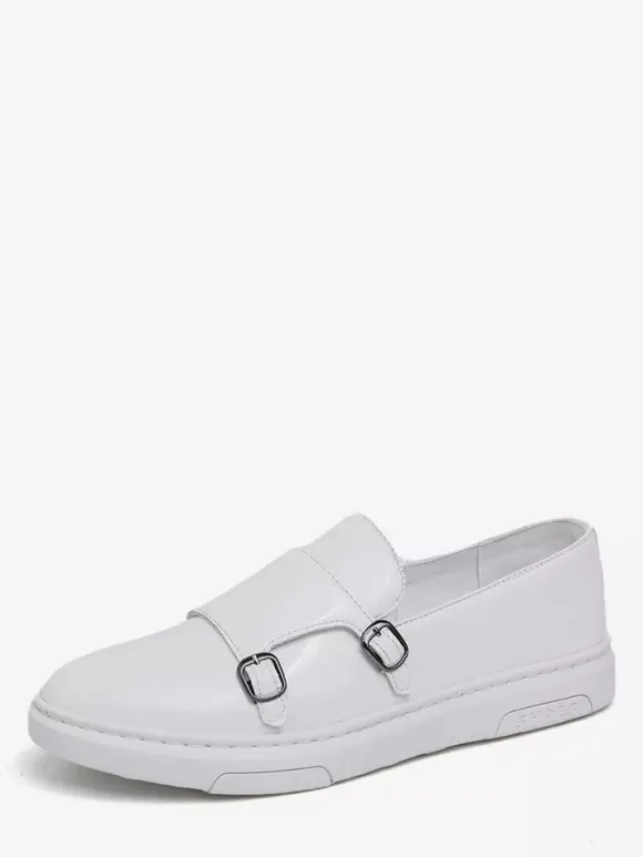 Mens Monk Loafer Double Strap Slip On Patent Leather Casual Comfortable Shoes Flat Dress Walking Shoes Comfort Penny Loafers Sneakers Dress Shoes