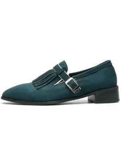 Mens Monk Loafer Shoes Strap Adjustable Artwork Round Toe Polyester Mens Loafer Shoes