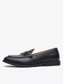 Mens Monk Loafers Pointed Toe Low Heels Slip-on Penny Shoes Buckle Strap Leather Prom Shoes
