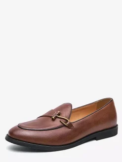 Mens Monk Loafers Pointed Toe Low Heels Slip-on Penny Shoes Buckle Strap Leather Prom Shoes