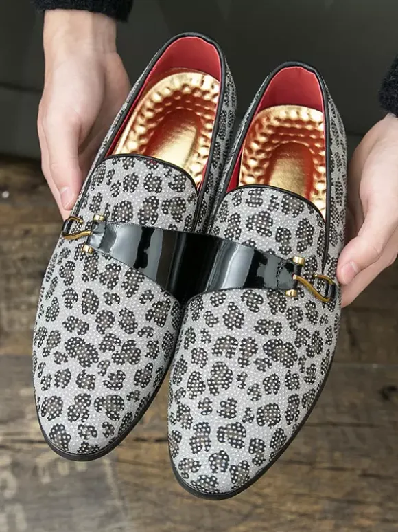 Mens Monk Loafers Slip-on Penny Shoes Fashion Breathable White Beaded Formal Wear Casual Shoes