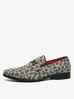 Mens Monk Loafers Slip-on Penny Shoes Fashion Breathable White Beaded Formal Wear Casual Shoes