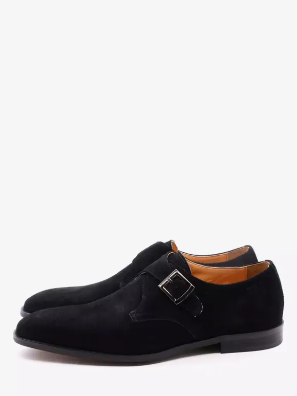Mens Monk Shoes Suede Pointed-Toe Dress Shoes Trendy Matte Leather Slip-On Loafers