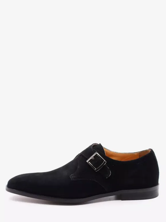 Mens Monk Shoes Suede Pointed-Toe Dress Shoes Trendy Matte Leather Slip-On Loafers