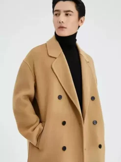 Men's Oversized Coats Turn Down Collar Lapel Woolen Coat