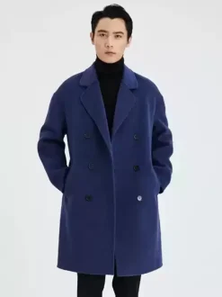 Men's Oversized Coats Turn Down Collar Lapel Woolen Coat