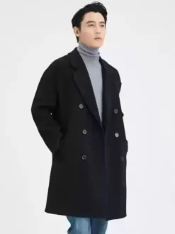 Men's Oversized Coats Turn Down Collar Lapel Woolen Coat