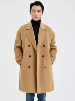 Men's Oversized Coats Turn Down Collar Lapel Woolen Coat