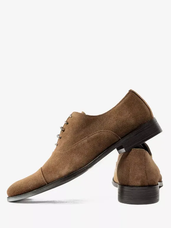 Men's Oxford Shoes Cowhide Round Toe Lace Up Formal Dress Shoes