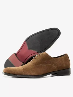 Men's Oxford Shoes Cowhide Round Toe Lace Up Formal Dress Shoes