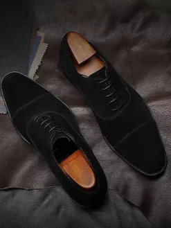 Men's Oxford Shoes Cowhide Round Toe Lace Up Formal Dress Shoes