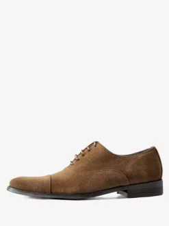 Men's Oxford Shoes Cowhide Round Toe Lace Up Formal Dress Shoes