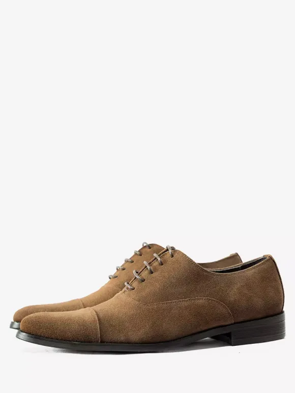 Men's Oxford Shoes Cowhide Round Toe Lace Up Formal Dress Shoes