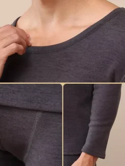 Men’s 2 Pack Crew Neck Winter Fleece Heated Thermal Underwear Set For Couples