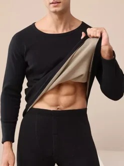 Men’s 2 Pack Crew Neck Winter Fleece Heated Thermal Underwear Set For Couples