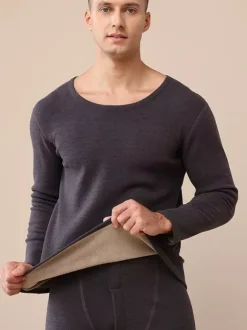 Men’s 2 Pack Crew Neck Winter Fleece Heated Thermal Underwear Set For Couples