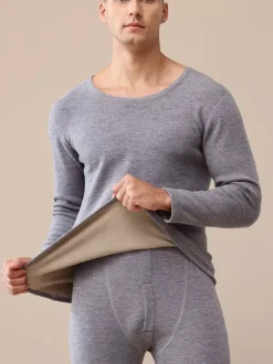 Men’s 2 Pack Crew Neck Winter Fleece Heated Thermal Underwear Set For Couples