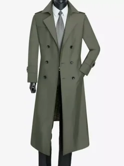 Men's Pea Coat Double Breasted Khaki Fashion Overcoat