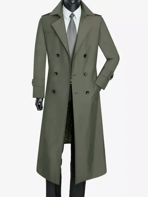 Men's Pea Coat Double Breasted Khaki Fashion Overcoat