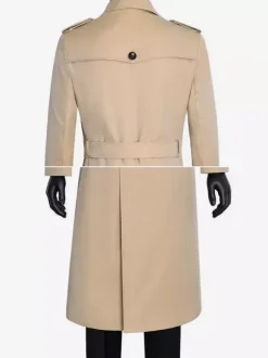 Men's Pea Coat Double Breasted Khaki Fashion Overcoat