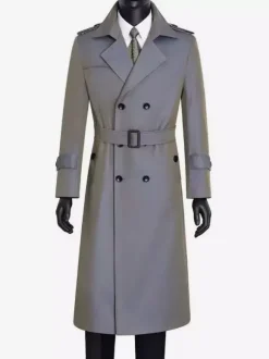 Men's Pea Coat Double Breasted Khaki Fashion Overcoat