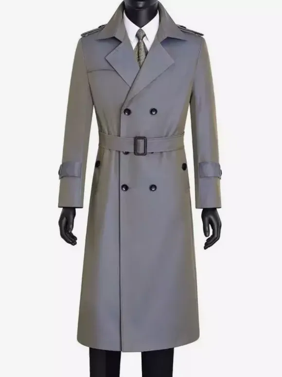 Men's Pea Coat Double Breasted Khaki Fashion Overcoat