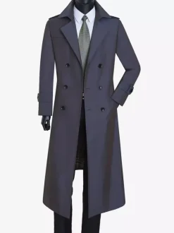 Men's Pea Coat Double Breasted Khaki Fashion Overcoat