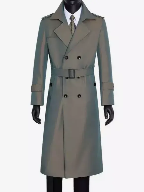 Men's Pea Coat Double Breasted Khaki Fashion Overcoat