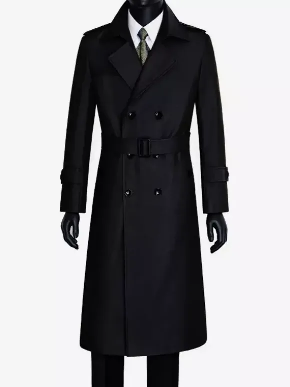Men's Pea Coat Double Breasted Khaki Fashion Overcoat